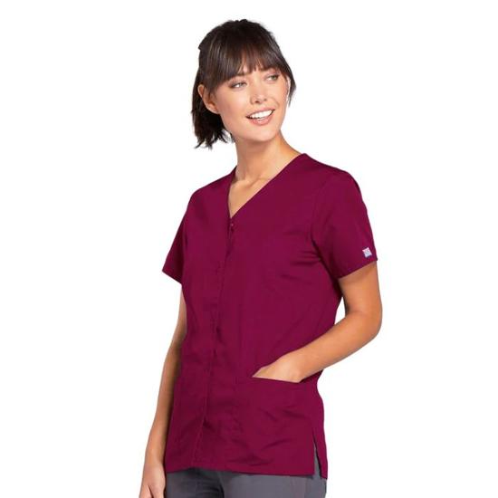 CHEROKEE BLOUSE FEMME SNAP FRONT M WINE